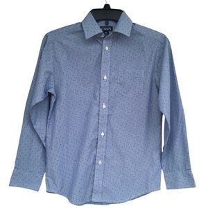 Blue Chaps Cotton  Long Sleeve Button Down small lines and dots